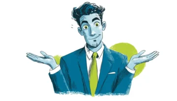 an insurance agent in blue and green explaining